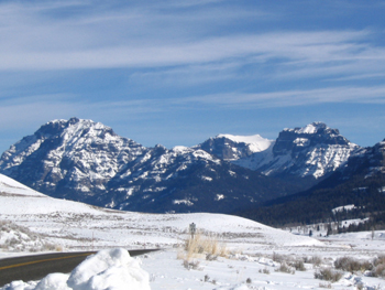 Looking East to the mountains from the Lamar River Trailhead - 29 January 2007 by John W. Uhler ©