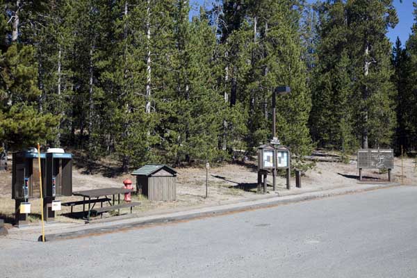 Norris Campground, Phones, Fire Hydrant, Registration Point, Message Board and Map by John William Uhler © Copyright
