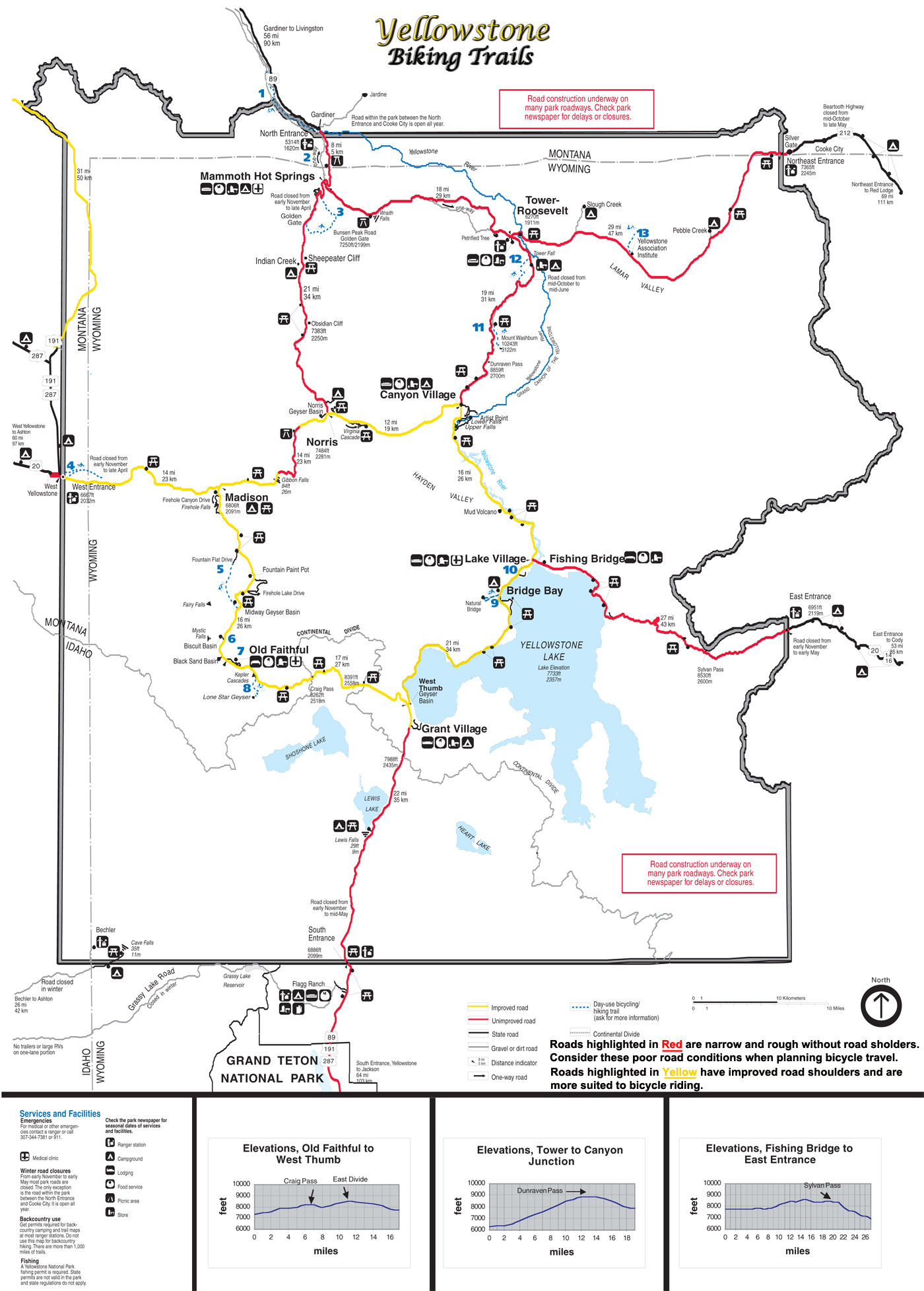 Yellowstone National Park Biking Map - NPS Document
