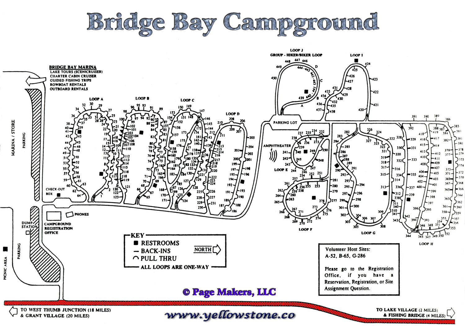 Bridge Bay Campground Map Yellowstone National Park © Page Makers, LLC