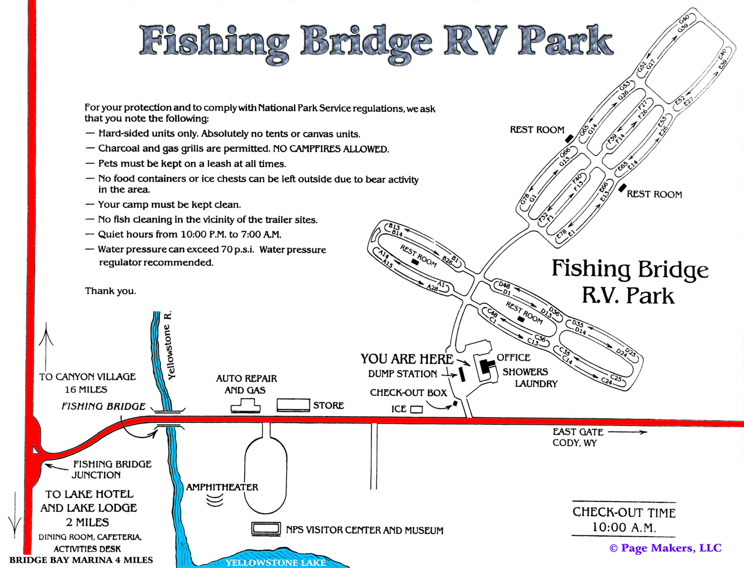 Fishing Bridge RV Campground Map ~ Yellowstone National Park