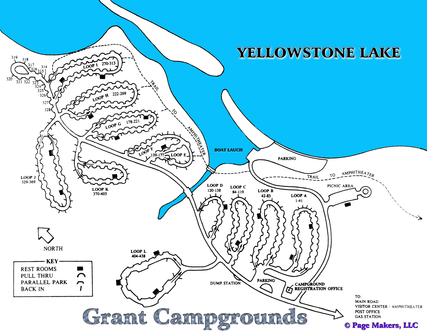 Grant Campground Map ~ Yellowstone National Park
