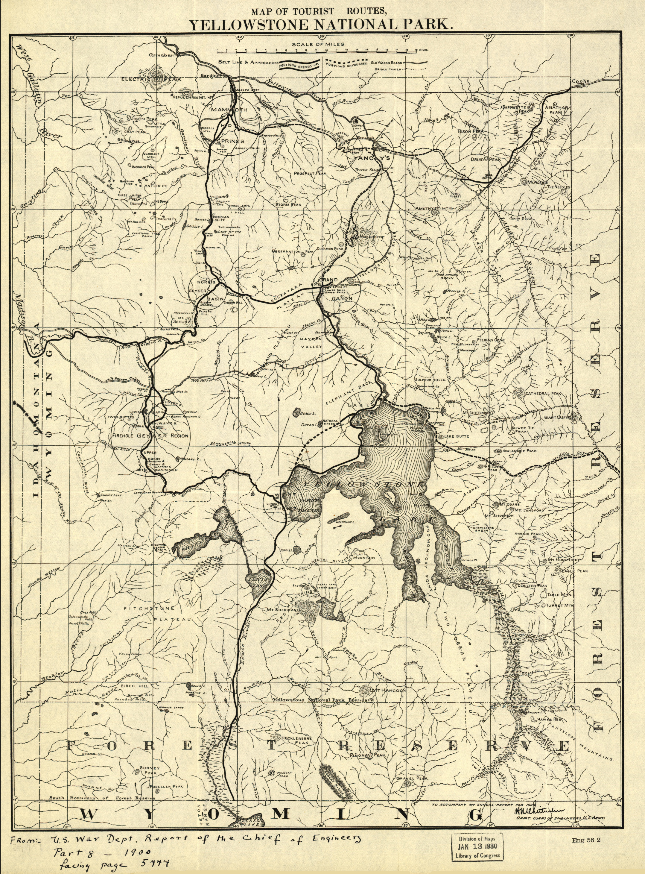 Yellowstone National Park 1900 Tourist Map from the Library of Congress Collection