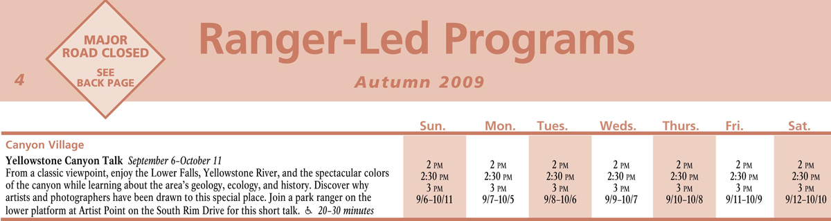 Canyon Fall Ranger Led Activities