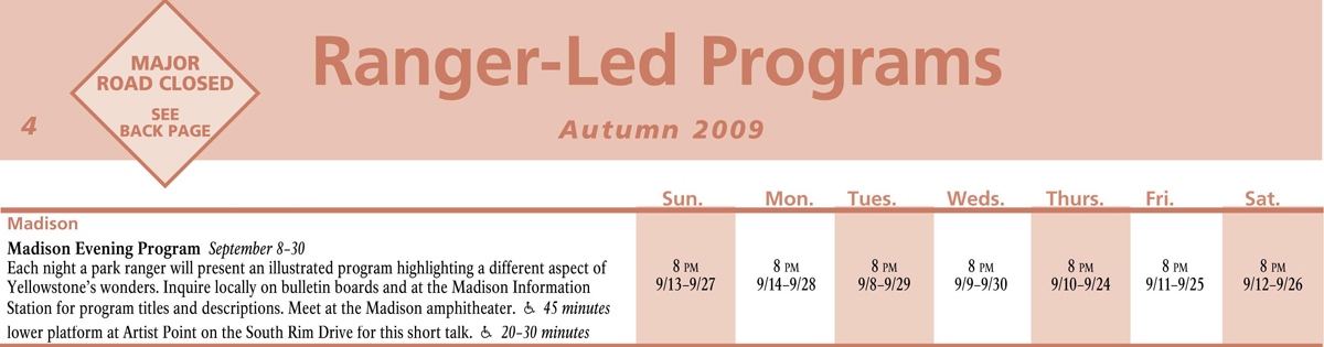 Madison Fall Ranger Led Activities Yellowstone National Park
