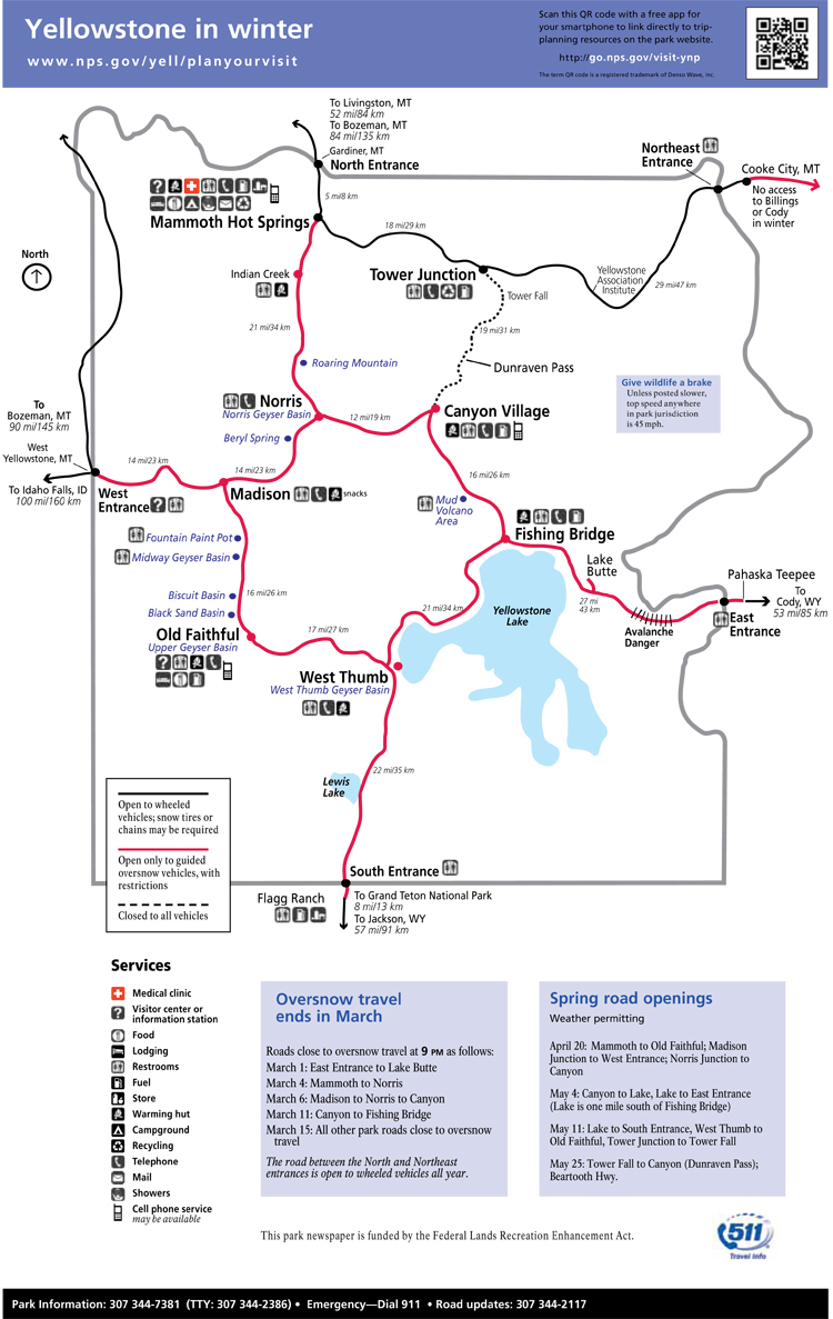 Yellowstone National Park Winter Map Yellowstone National Park Winter Map