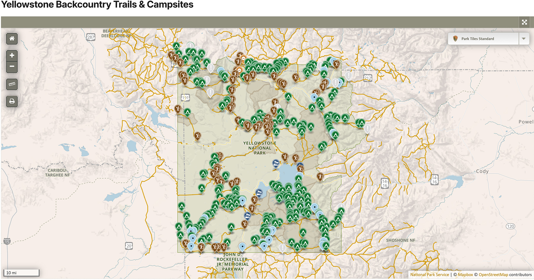 Backcountry Campsite Information of Yellowstone National Park