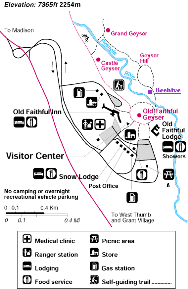 Beehive Geyser in the Old Faithful Area Map