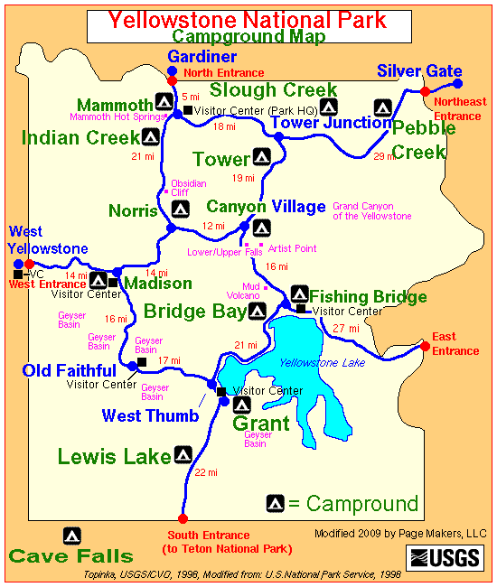 Yellowstone National Park Campground Map