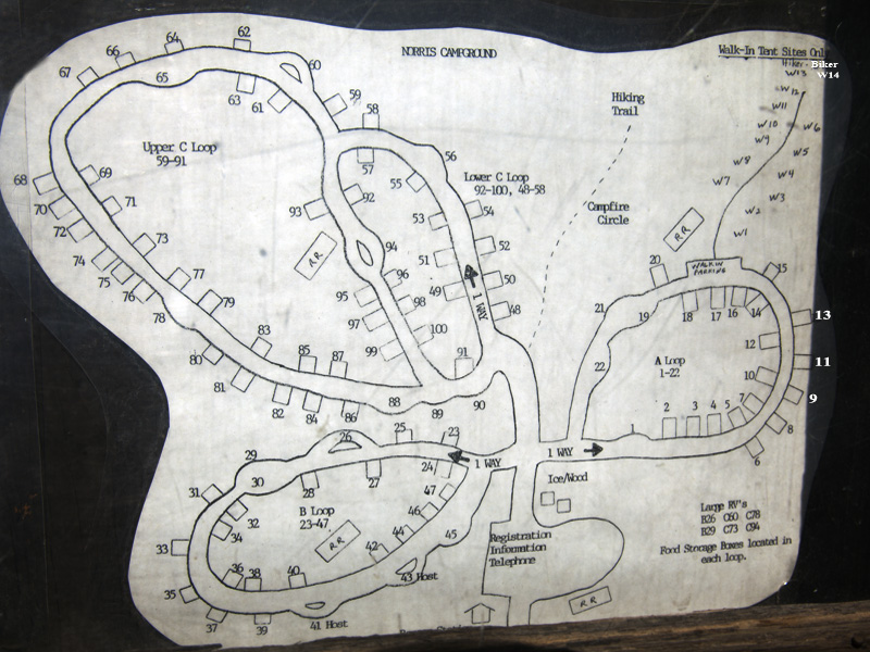Norris Campground Map by John William Uhler © Copyright