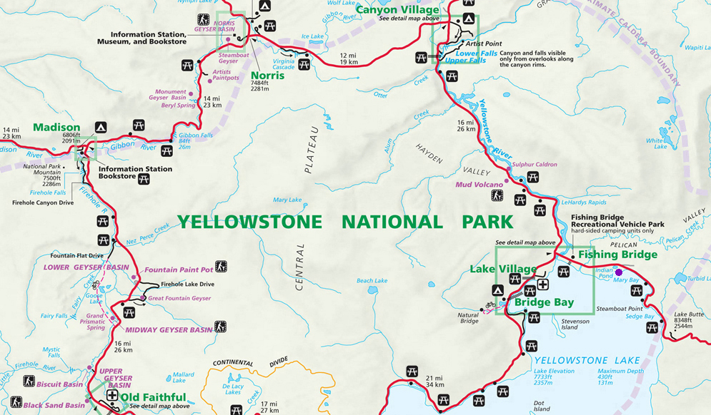 Indian Pond Map - Yellowstone National Park ~ NPS Map