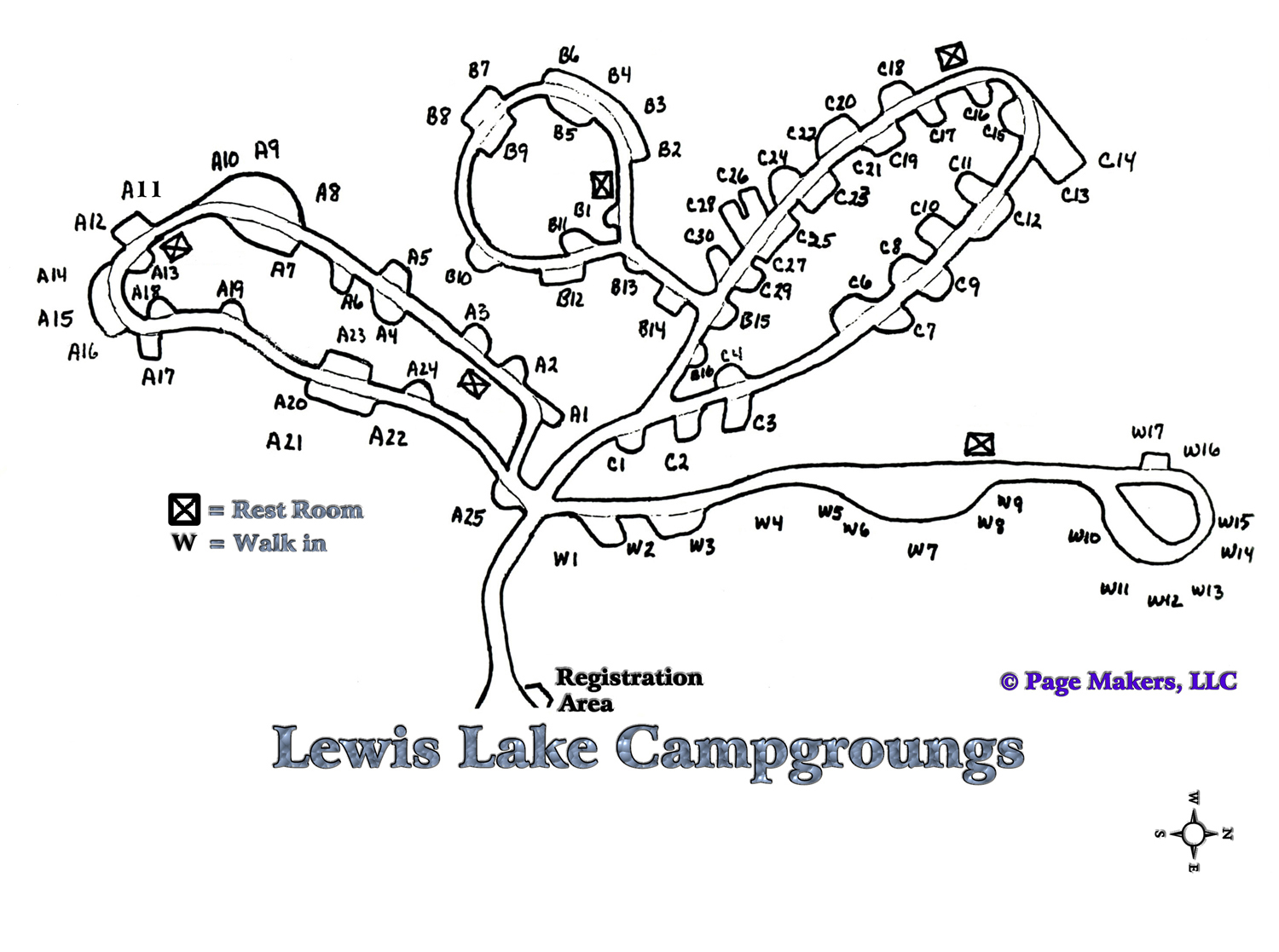 Lewis Lake Campground Map ~ Yellowstone National Park