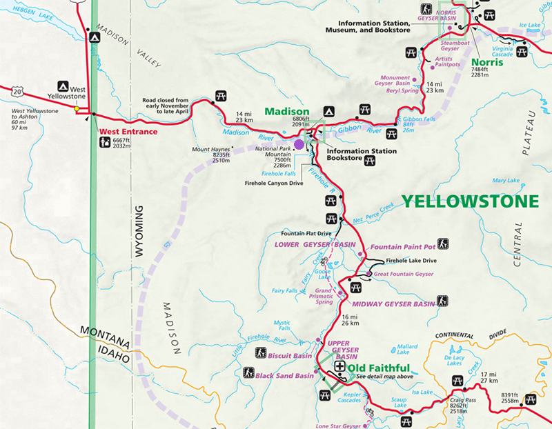 Madison River Map - Yellowstone National Park ~ NPS Map