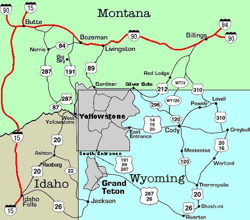 Yellowstone National Park Road Map