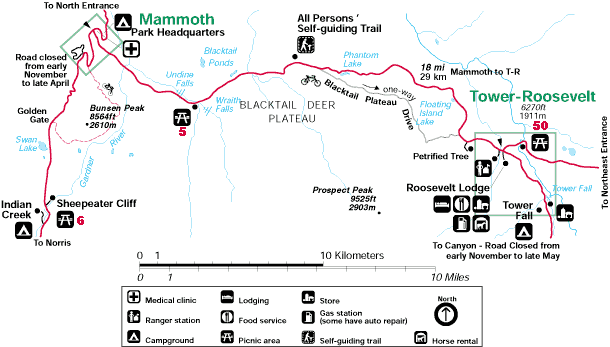 Mammoth to Tower Area Map