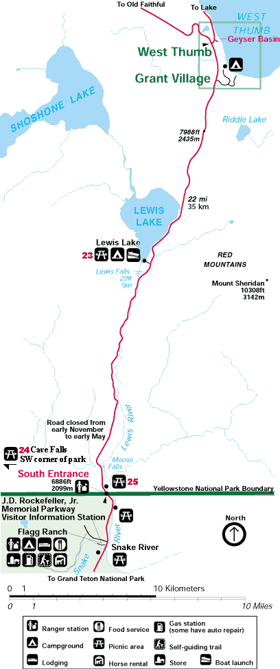South Entrance to West Thumb Map