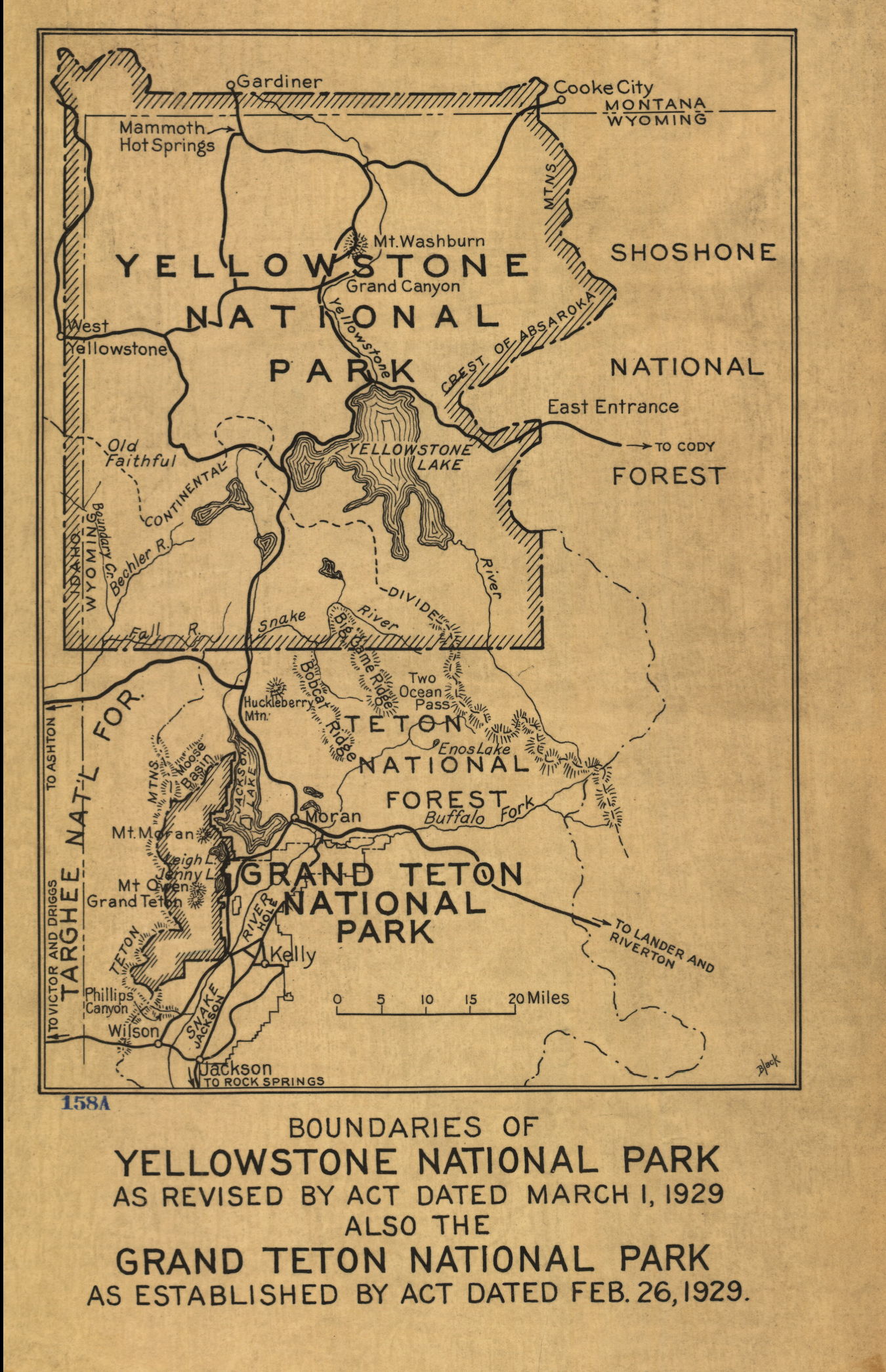 Yellowstone National Park 1929 Yellowstone and Grand Teton Map from the Library of Congress Collection