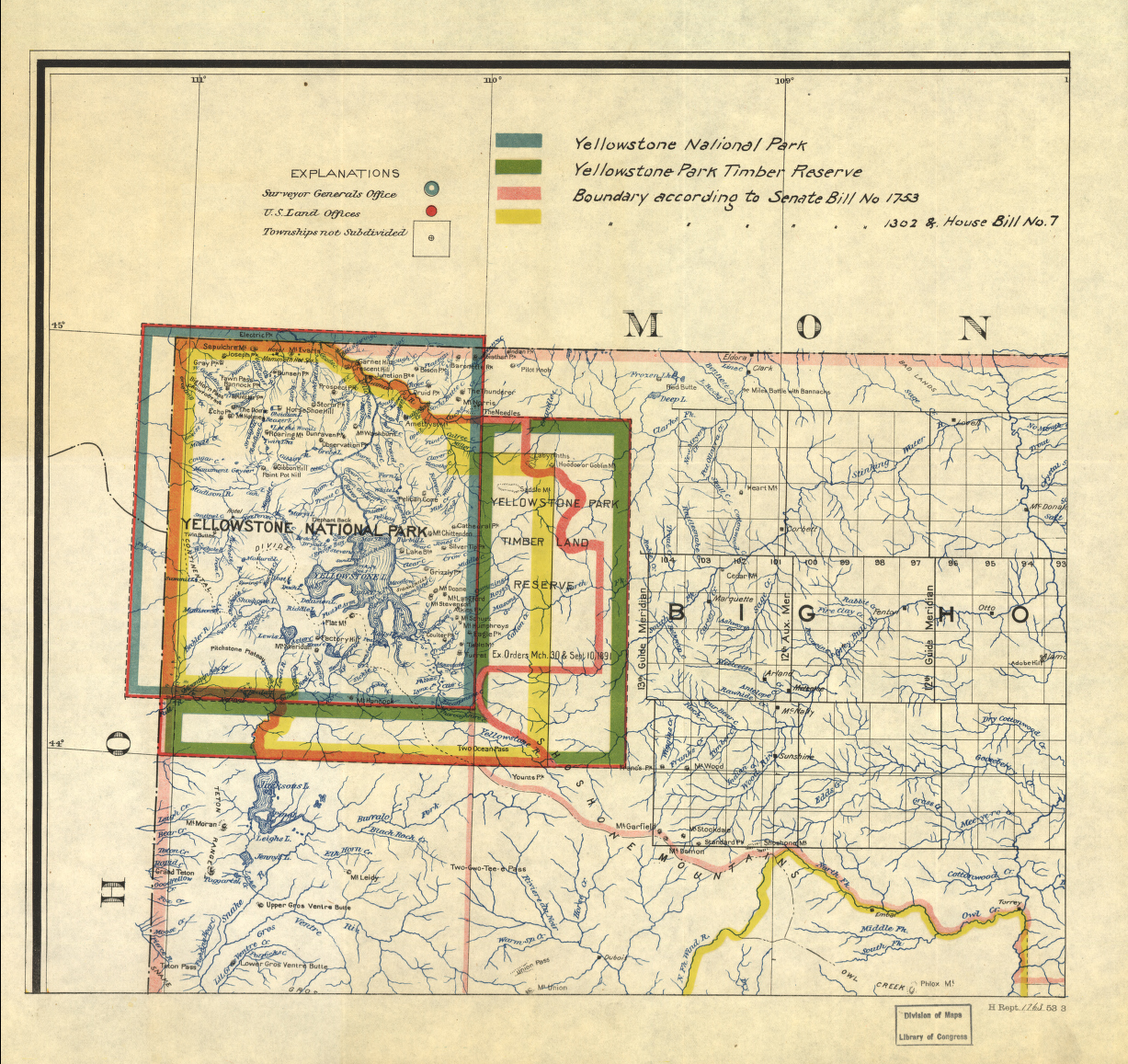 Yellowstone National Park Timber Map from the Library of Congress Collection