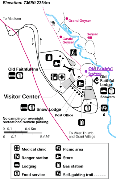 Old Faithful Geyser Area Map