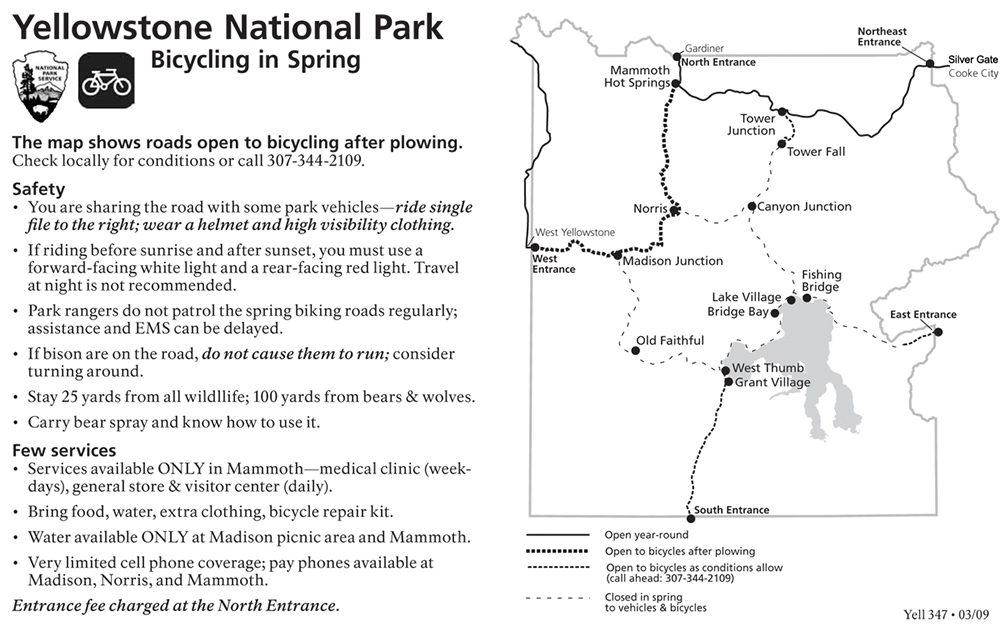 Spring Biking Information and Map - NPS Graphic