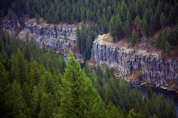 Rock Lined Canyon by Lower Mesa Falls by John William Uhler © Copyright