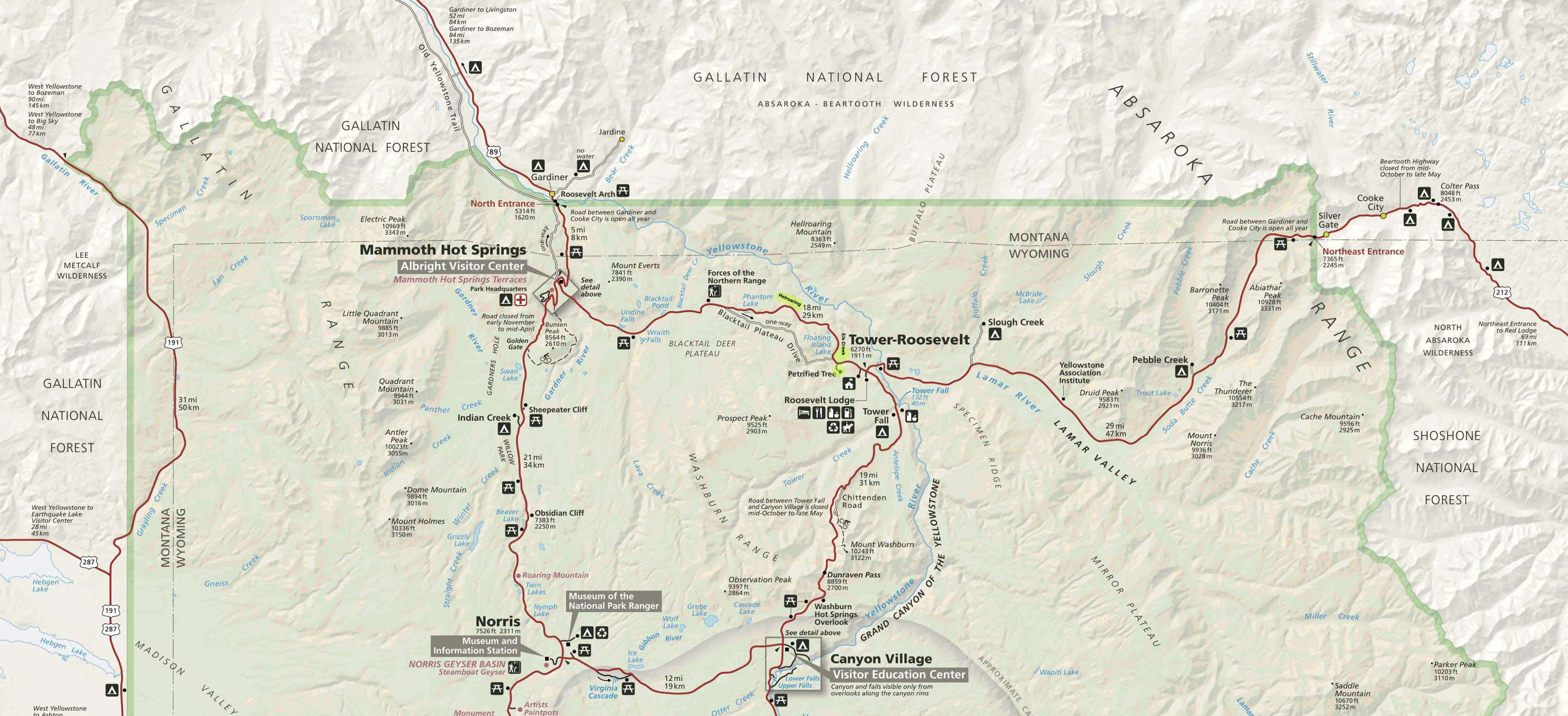 Nothern Yellowstone Map