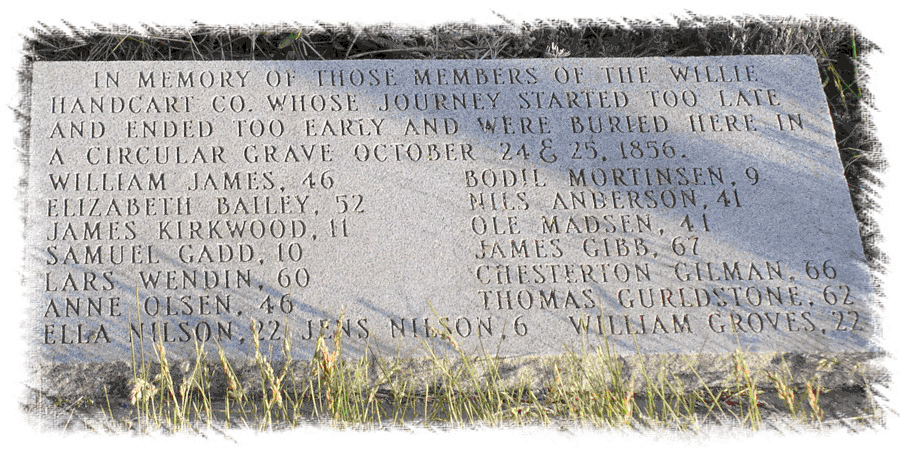 Pioneers who died and were buried at Rock Creek Hollow ~ October 25 & 26, 1856 © Copyright