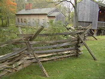 Wooden fence by the Ashery and Sawmill