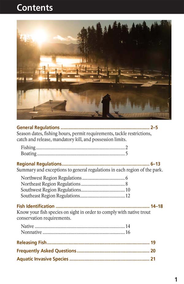Yellowstone Fishing Regulations Page 3 - NPS Image