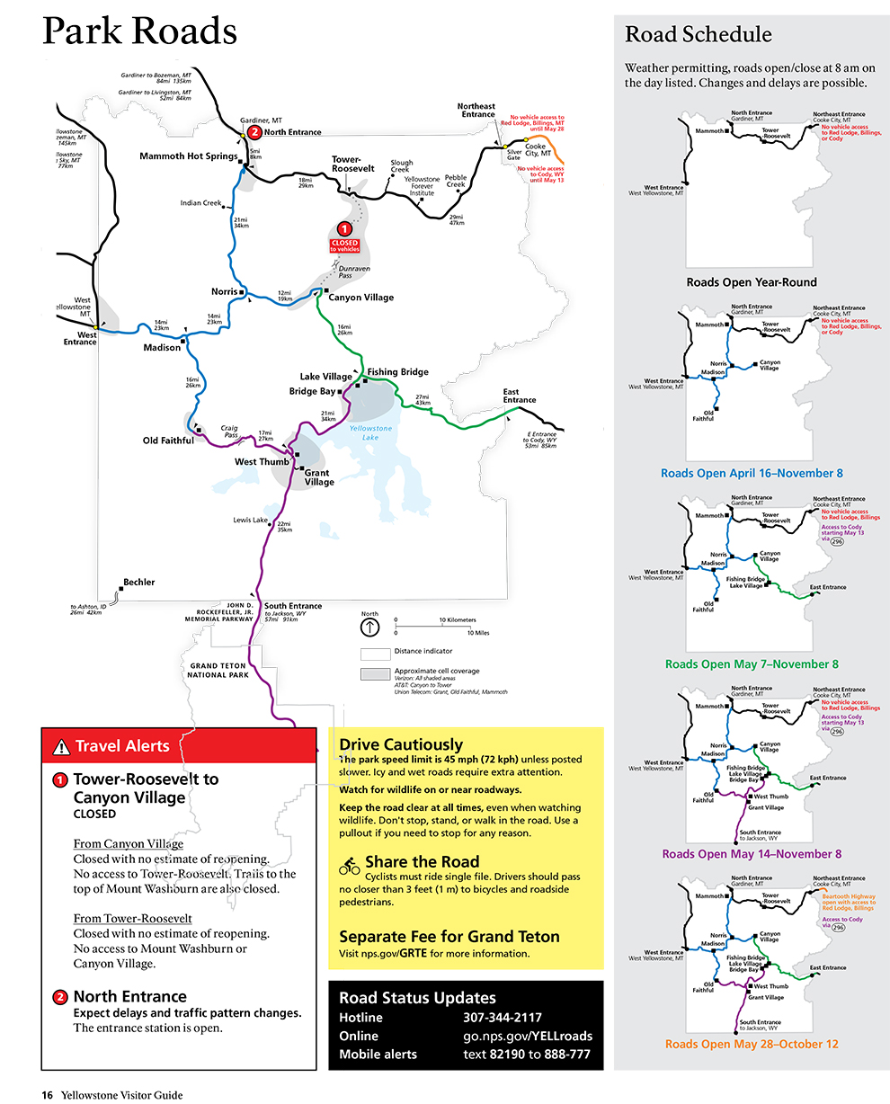 Yellowstone Today 2021 Road Construction Map