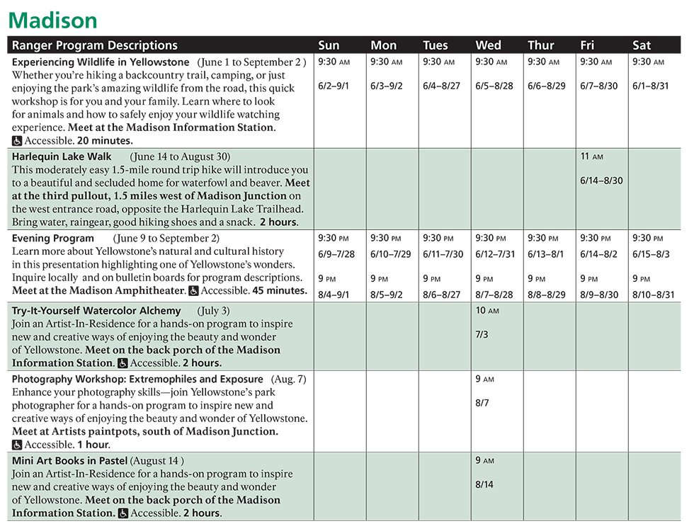 Madison Spring and Summer Ranger Led Activities